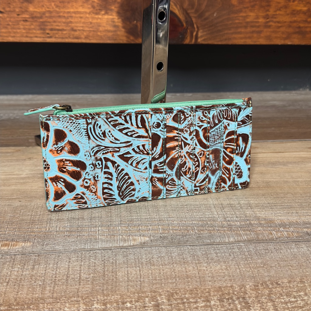 Delilah Creek Embossed Leather Card Holder Wallet Nwt